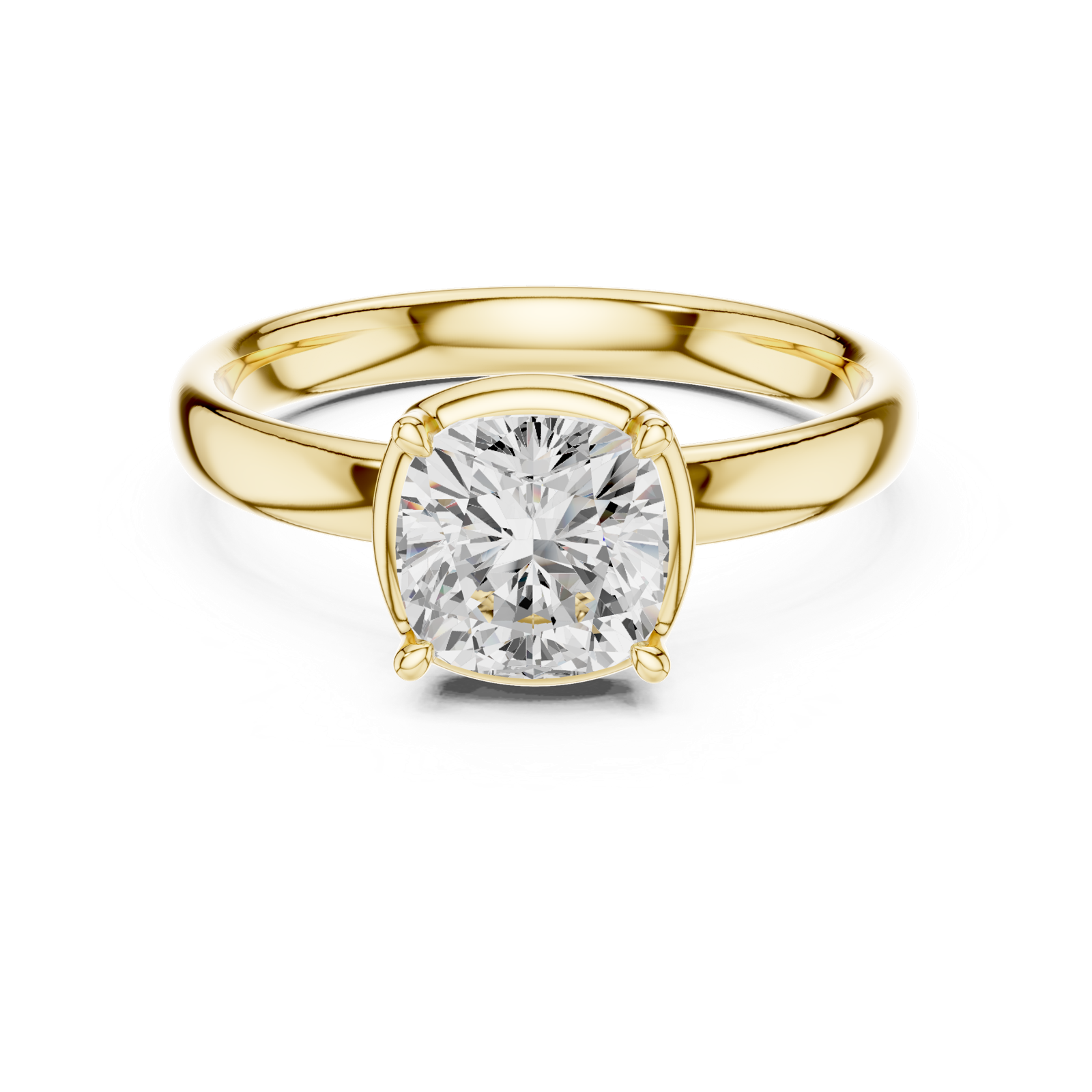 Gold Jewelry, Cushion center stone, Yellow Gold, view 4