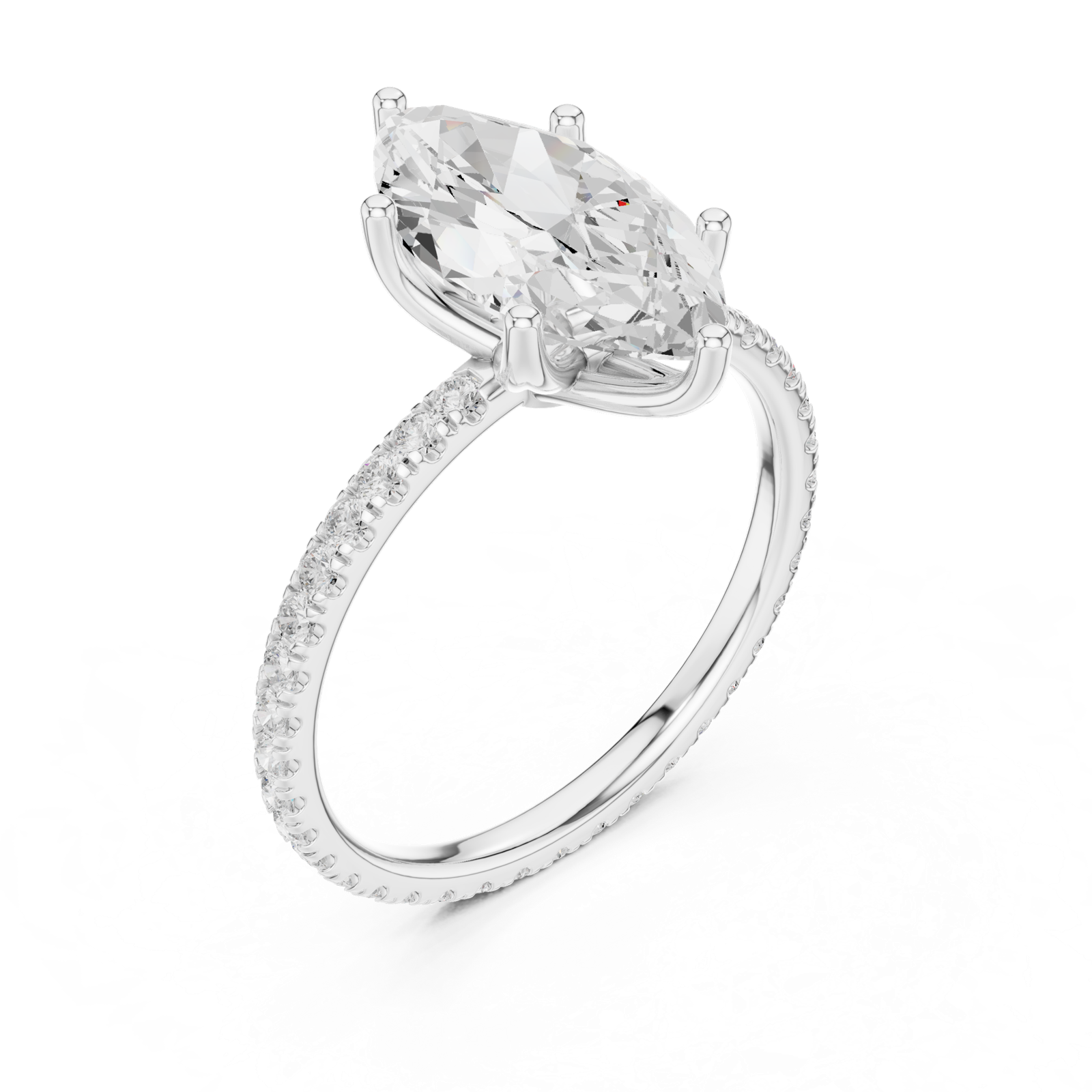 Gold Jewelry L36-16, Marquise center stone, White Gold, view 2
