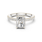 Gold Ring DDLR-165, Radiant center stone, White Gold