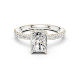 Gold Ring DDLR-165, Radiant center stone, White Gold