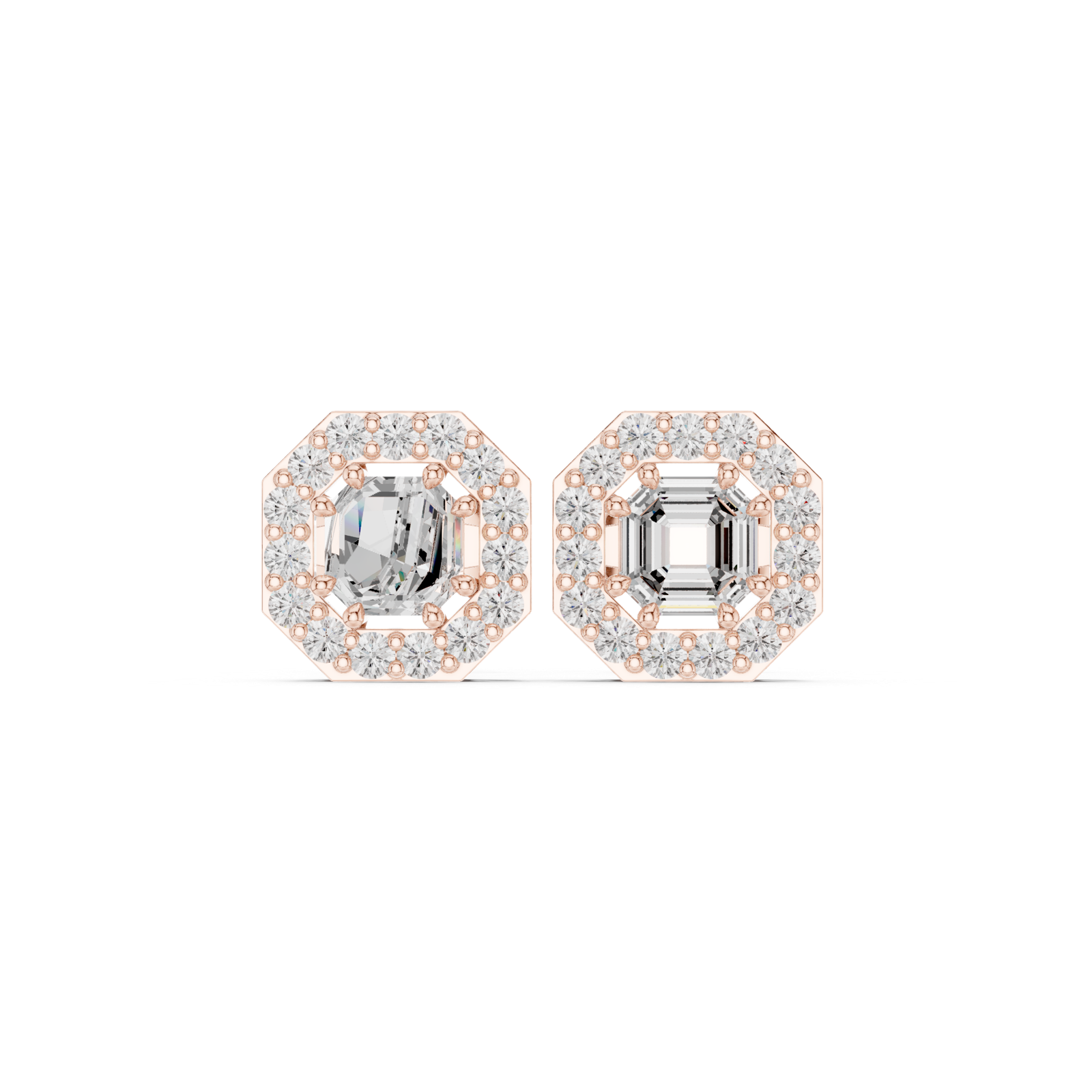 Gold Earrings ALJER-493, Rose Gold, view 4