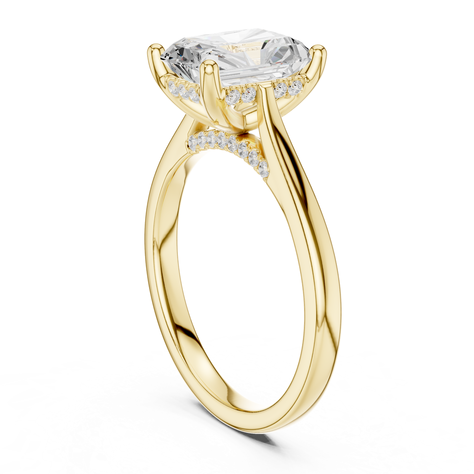 Gold Ring DDLR-163, Radiant center stone, Yellow Gold, view 1