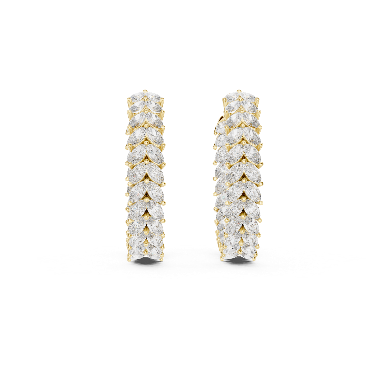 14K Solid Gold Lab Diamond Huggie Earrings, Yellow Gold