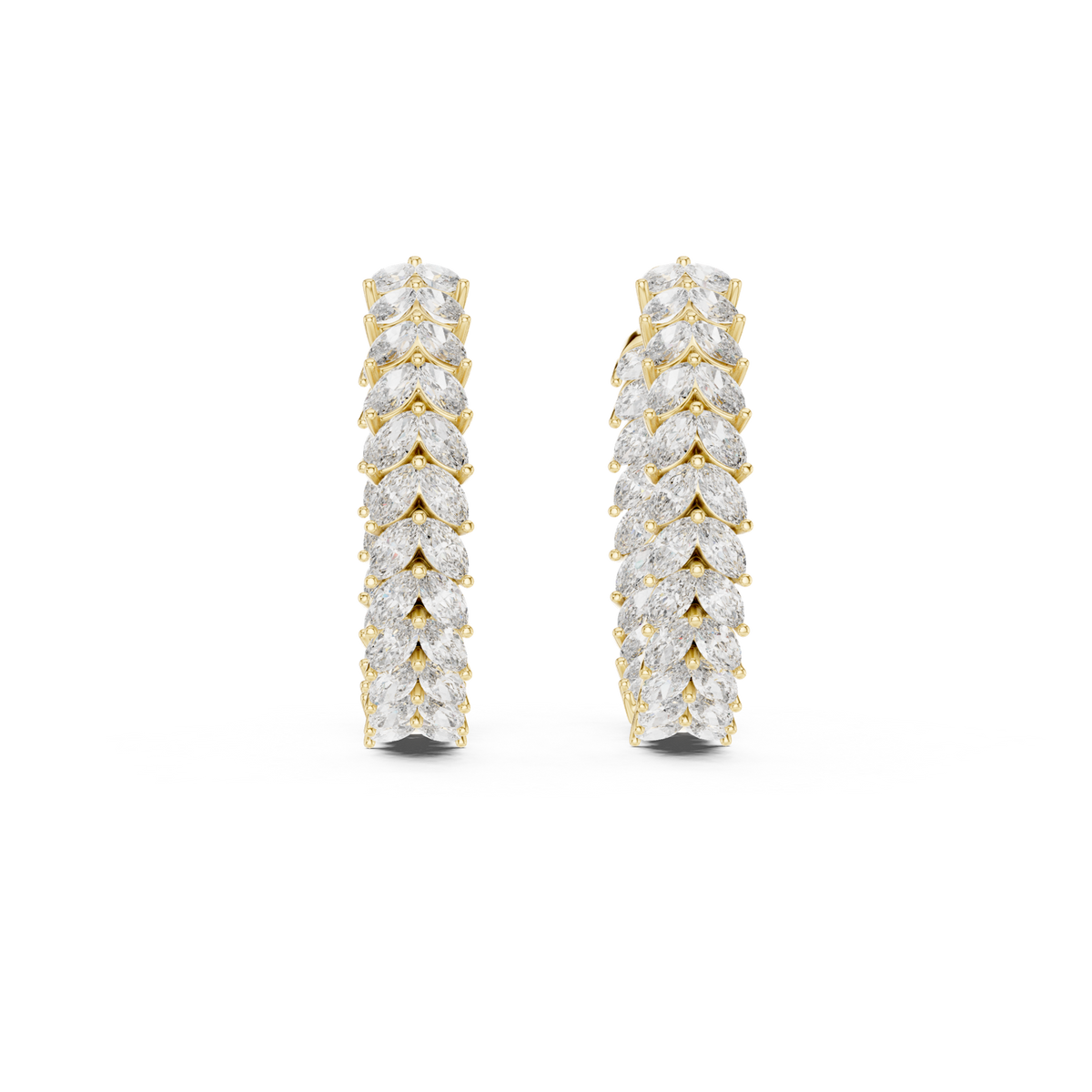 14K Solid Gold Lab Diamond Huggie Earrings, Yellow Gold