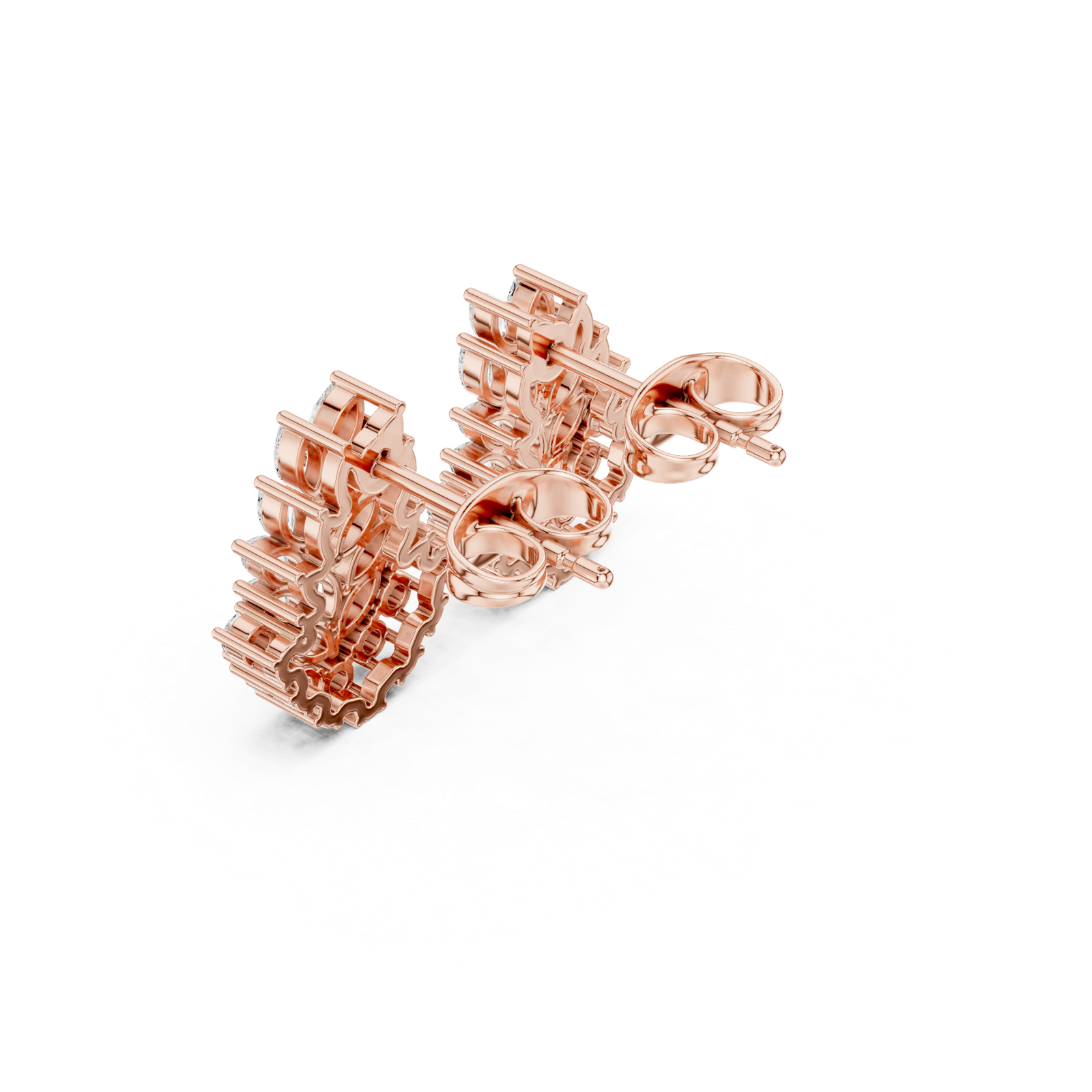 Gold Earrings AGDER-419, Rose Gold, view 2