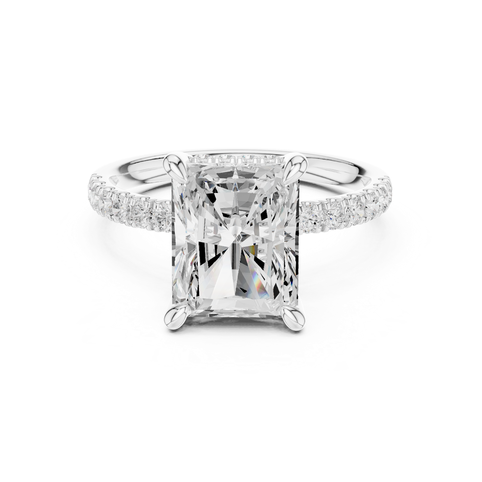 Gold Ring DDLR-259, Radiant center stone, White Gold, view 4
