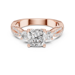 Gold Ring, Cushion center stone, Rose Gold, view 4