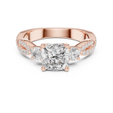 Gold Ring, Cushion center stone, Rose Gold, view 4