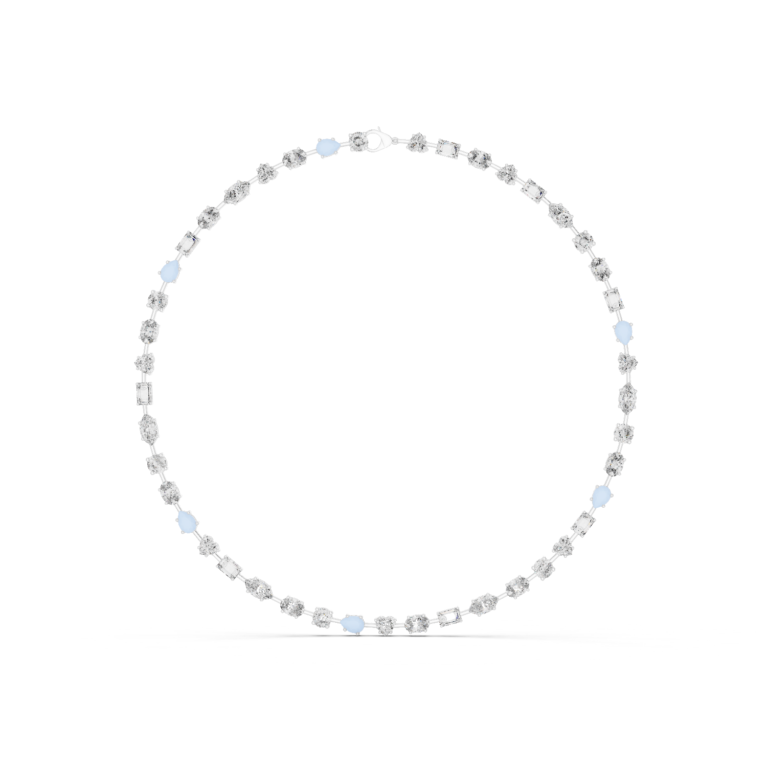 14K Solid Gold Lab Diamond Tennis Necklace, White Gold, view 0