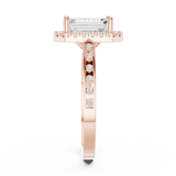Gold Ring DDLR-349, Emerald center stone, Rose Gold, view 3