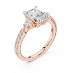 Gold Ring DDLR-037, Radiant center stone, Rose Gold, view 2