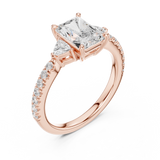 Gold Ring DDLR-037, Radiant center stone, Rose Gold, view 2