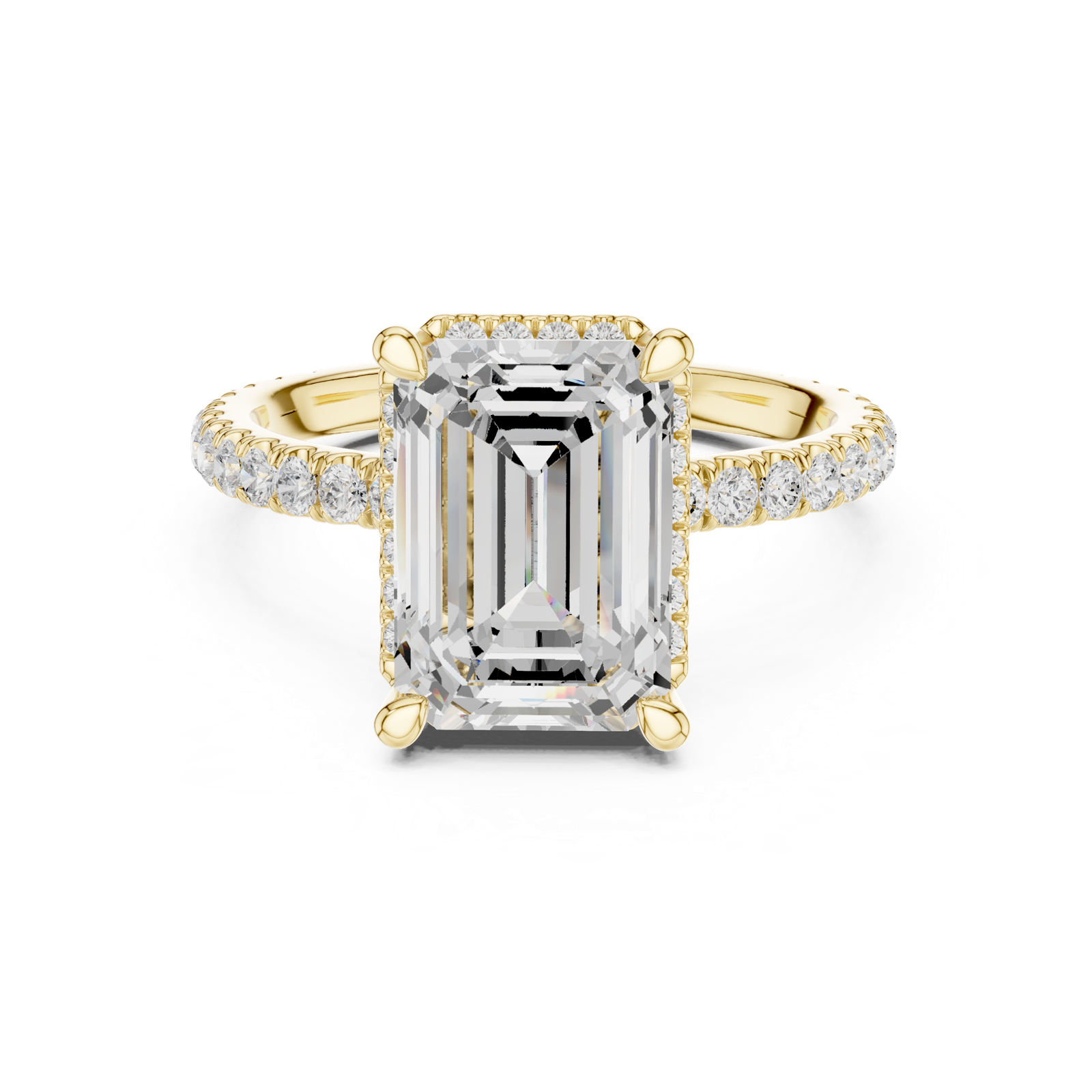 Gold Ring DDLR-172, Emerald center stone, Yellow Gold, view 4