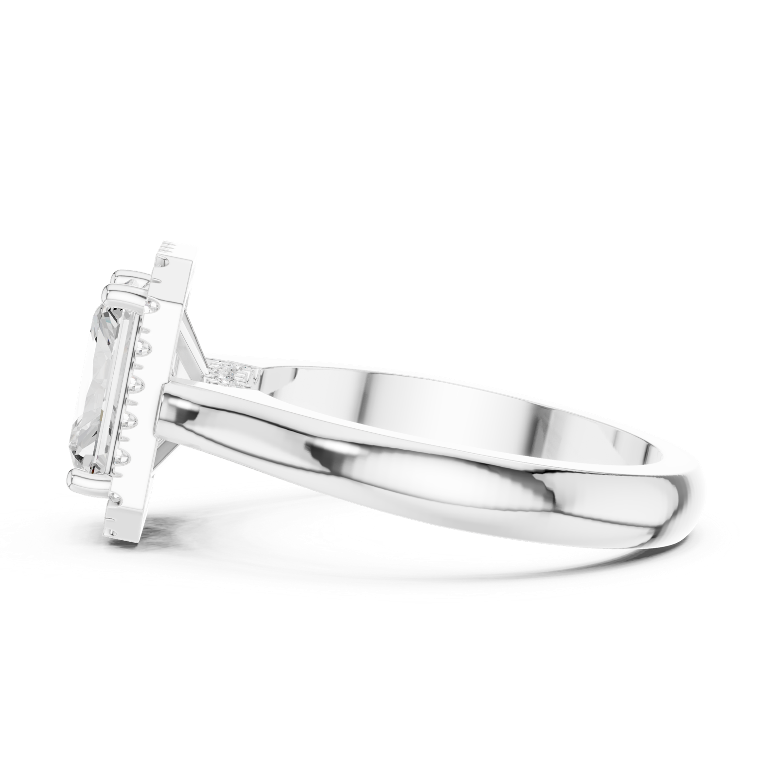 Gold Ring DDLR-338, Radiant center stone, White Gold, view 3