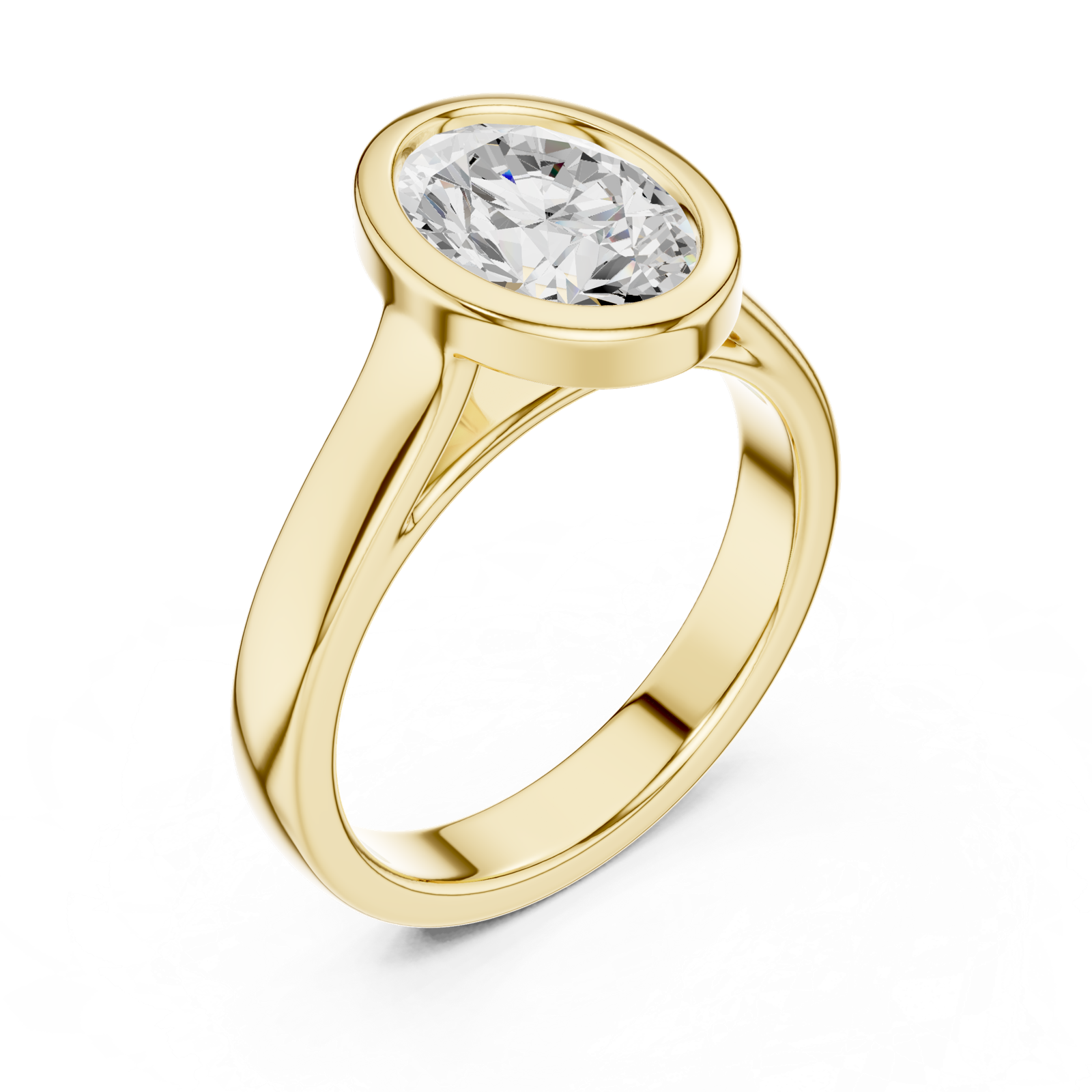 Gold Jewelry L36-3, Oval center stone, Yellow Gold, view 2