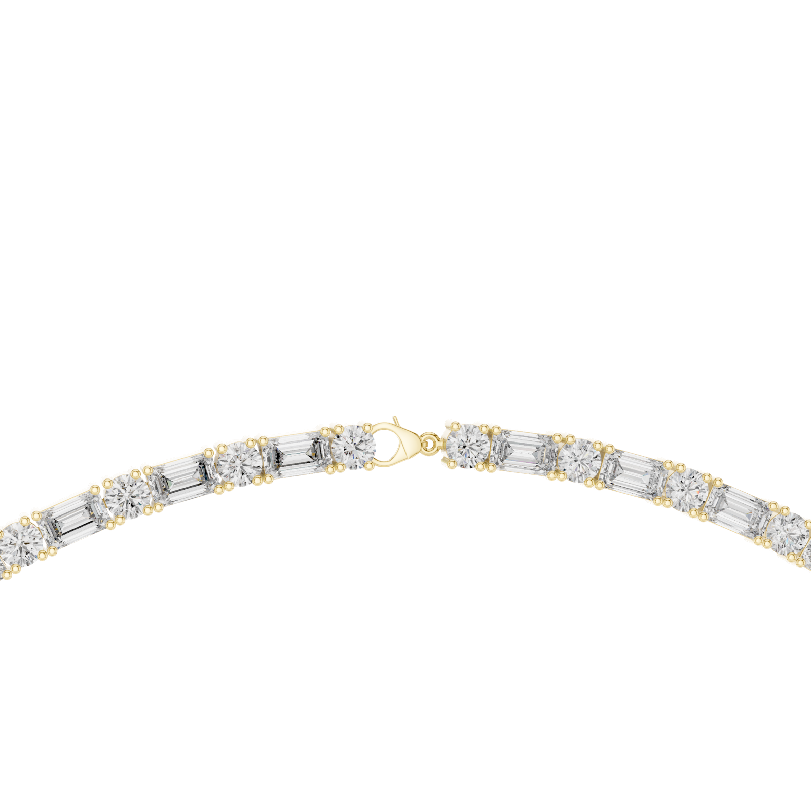 14K Solid Gold Lab Diamond Tennis Necklace, Yellow Gold, view 4