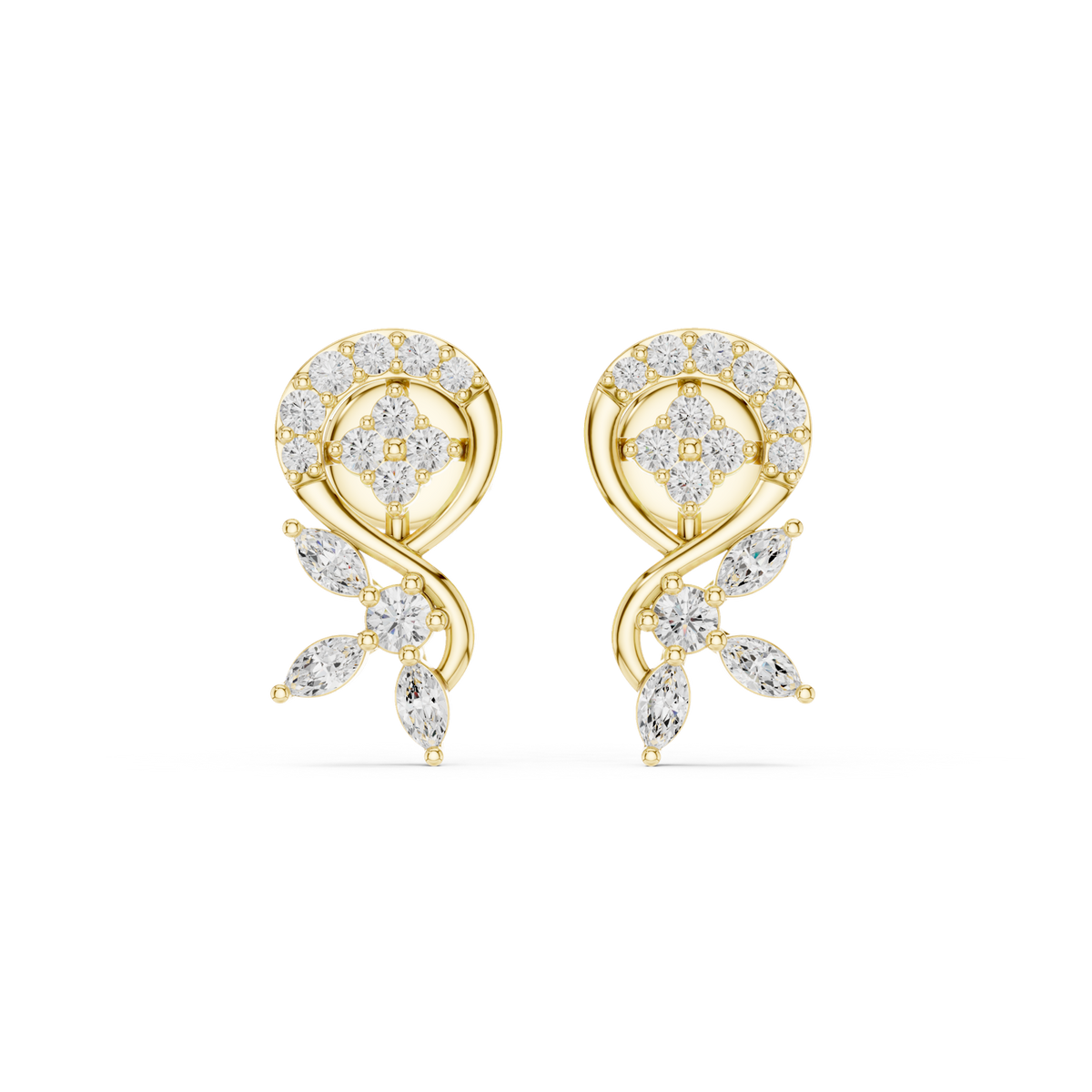 14K Solid Gold Lab Diamond Drop Earrings, Yellow Gold