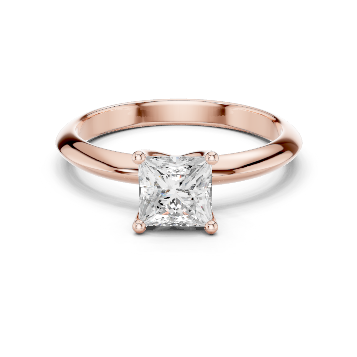 Gold Jewelry L36-6, Princess center stone, Rose Gold