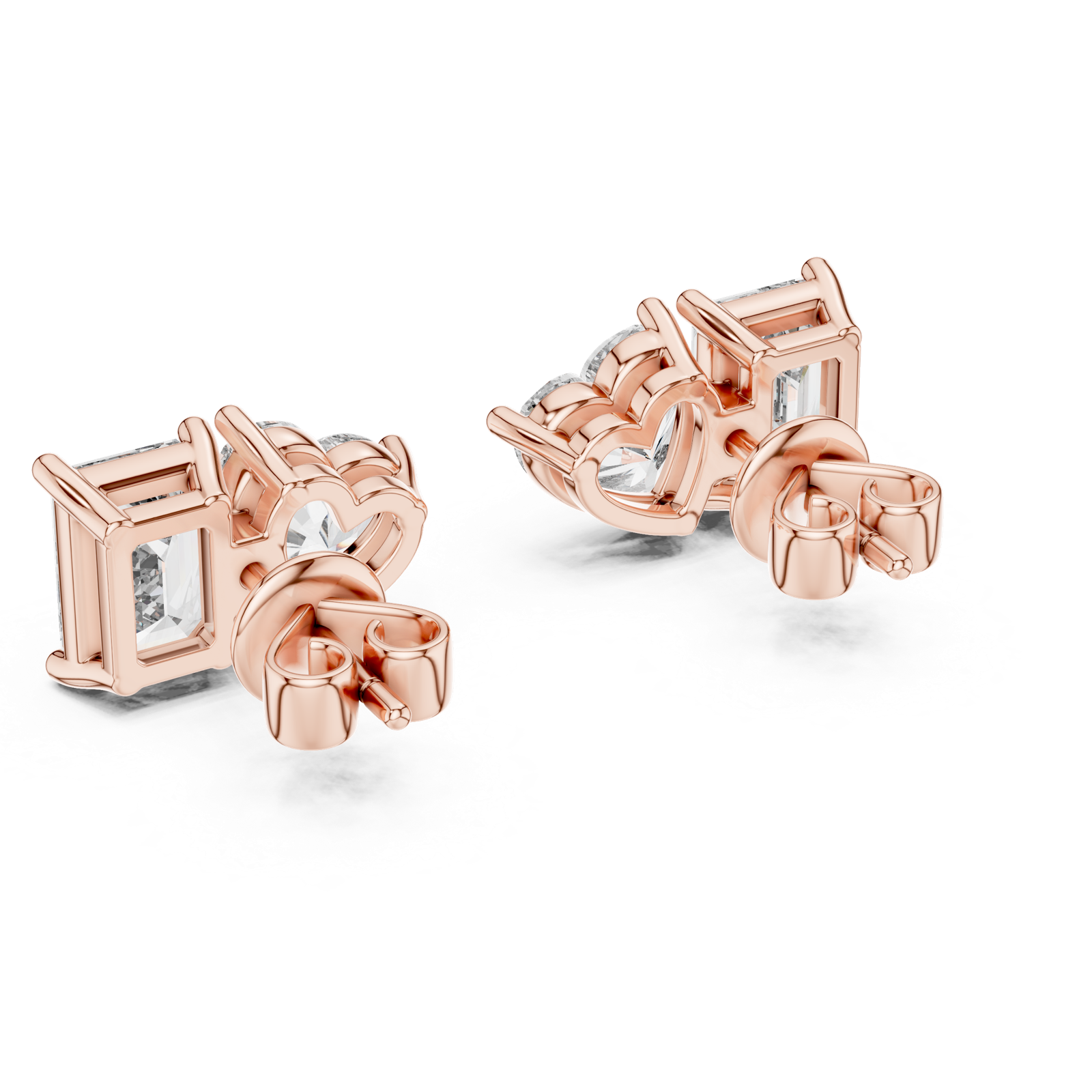 Gold Earrings L02-34, Rose Gold, view 3