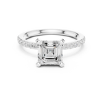 Gold Ring DDLR-040, Asscher center stone, White Gold, view 4
