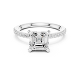 Gold Ring DDLR-040, Asscher center stone, White Gold, view 4
