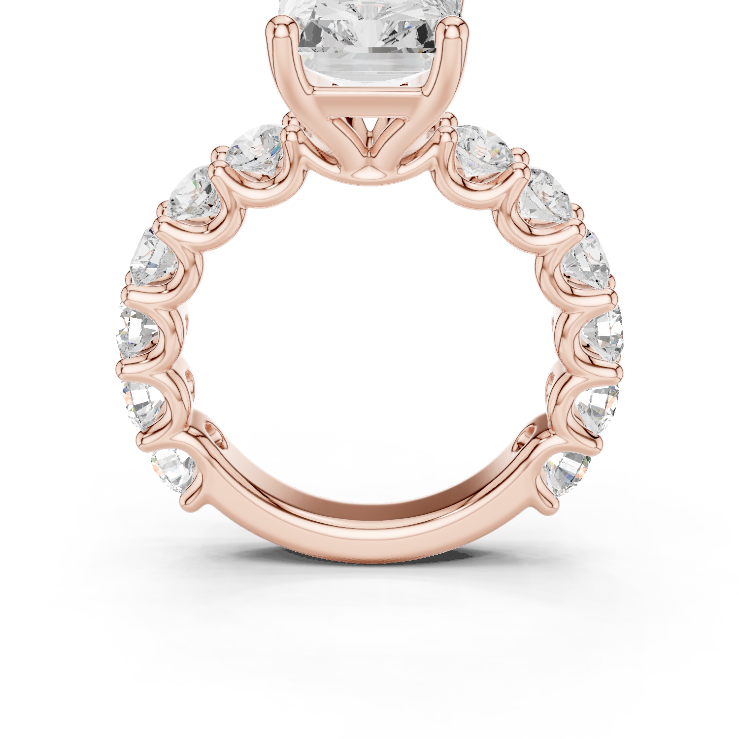 Gold Ring DDLR-087, Radiant center stone, Rose Gold