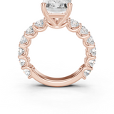 Gold Ring DDLR-087, Radiant center stone, Rose Gold