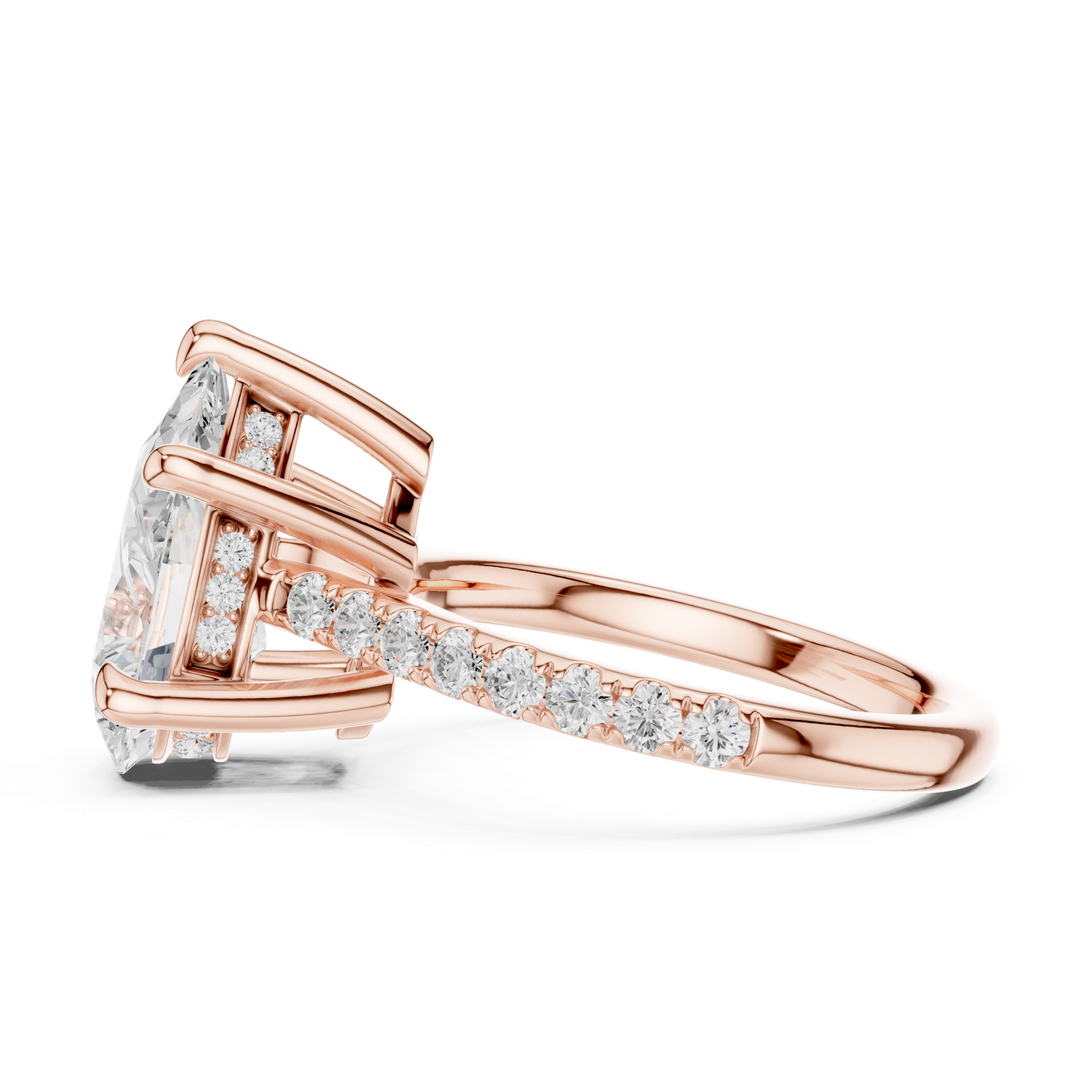 Gold Ring DDLR-250, Pear center stone, Rose Gold, view 3