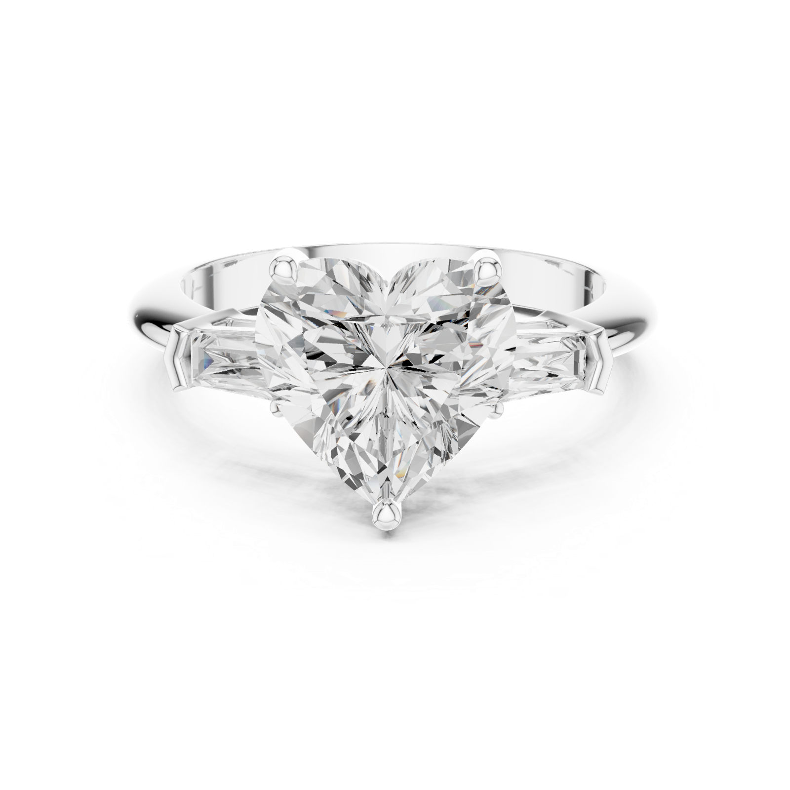 Gold Jewelry L35-67, Heart center stone, White Gold, view 4