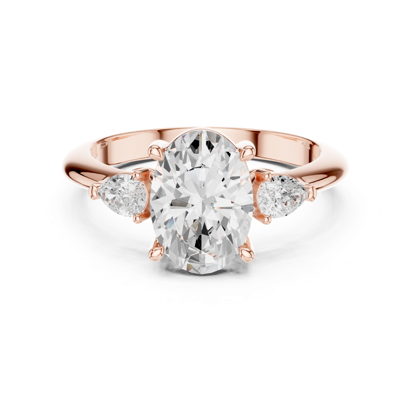 Gold Jewelry L35-66, Oval center stone, Rose Gold, view 4