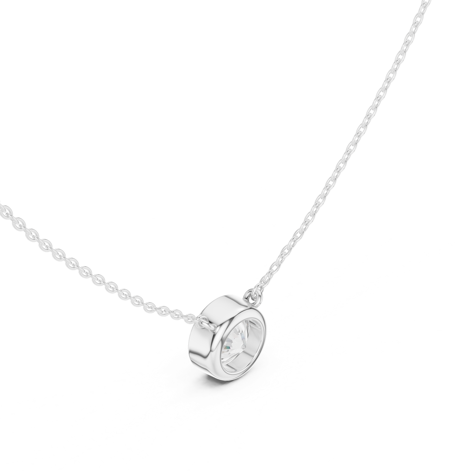 Gold Jewelry DDPO-007, Round center stone, White Gold, view 2