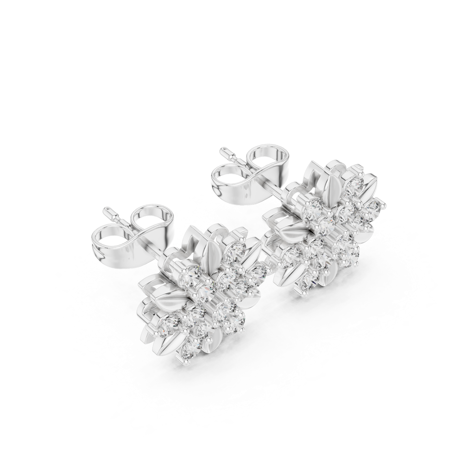 Gold Earrings AER-102, White Gold, view 2