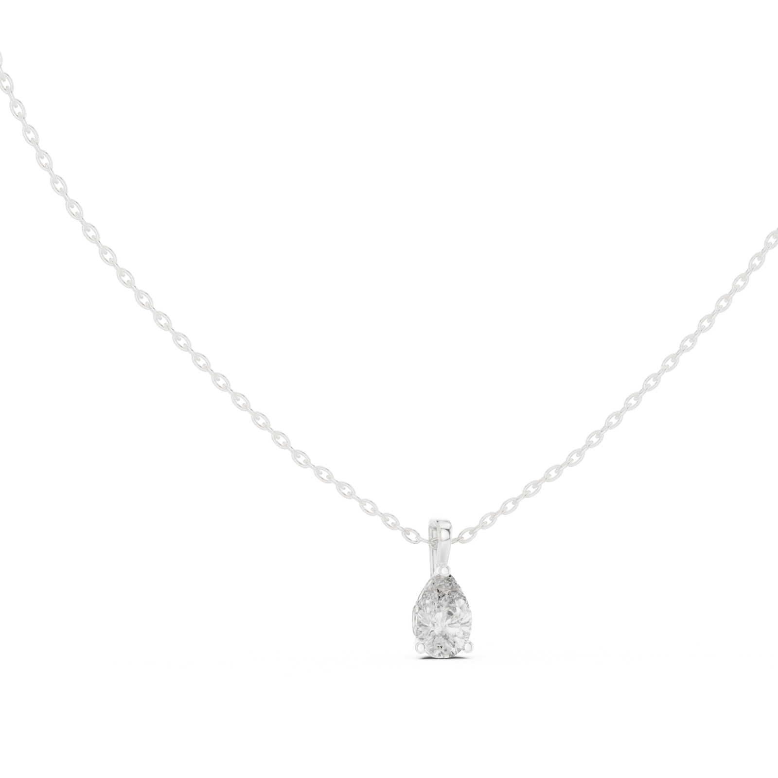 14K Solid Gold Lab Diamond Solitaire Pendant Necklace, White Gold, view 1