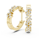 14K Solid Gold Lab Diamond Huggie Earrings, Yellow Gold, view 1