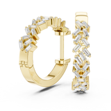 14K Solid Gold Lab Diamond Huggie Earrings, Yellow Gold, view 1