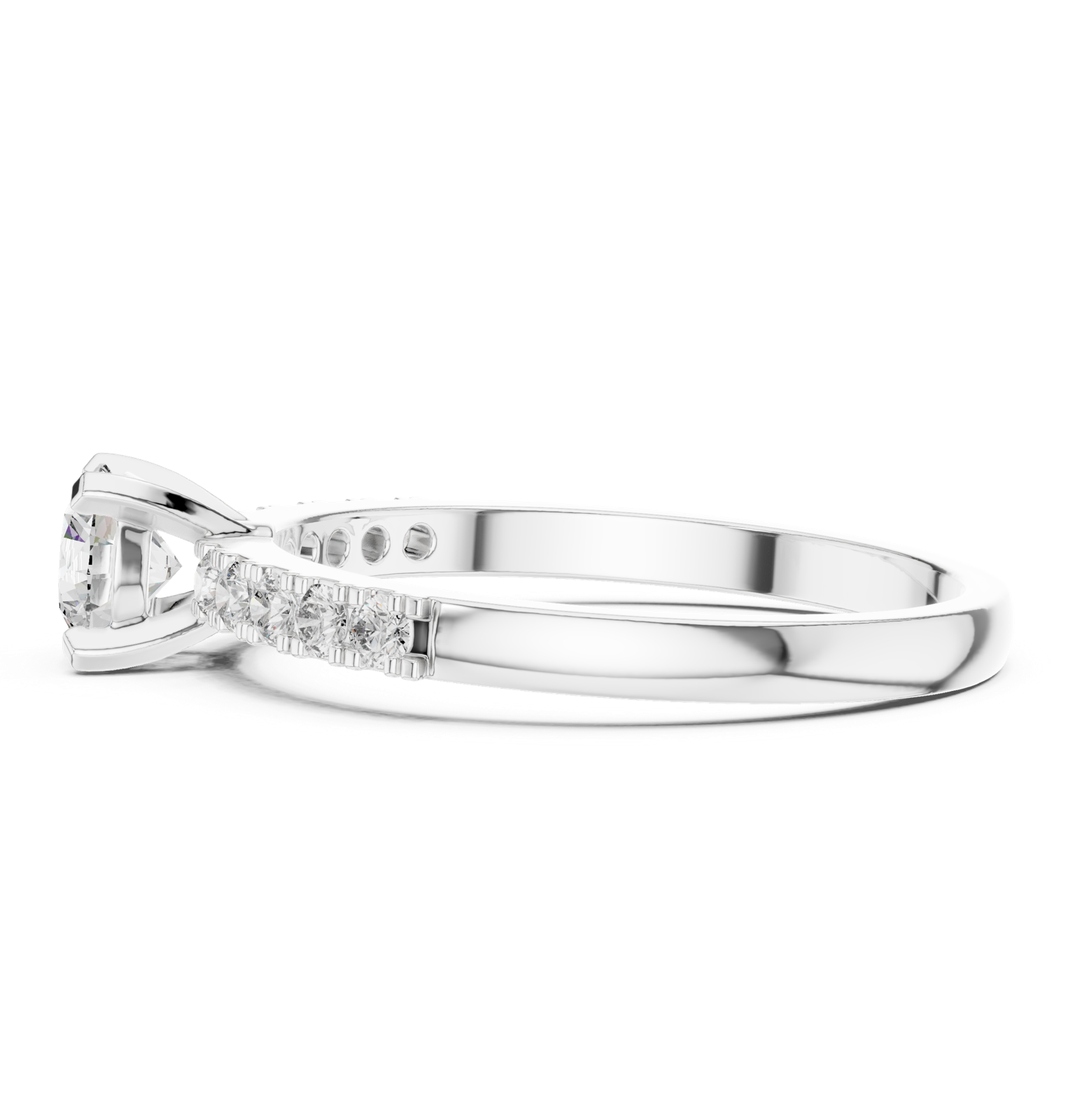 Gold Ring HLR-111, White Gold, view 3