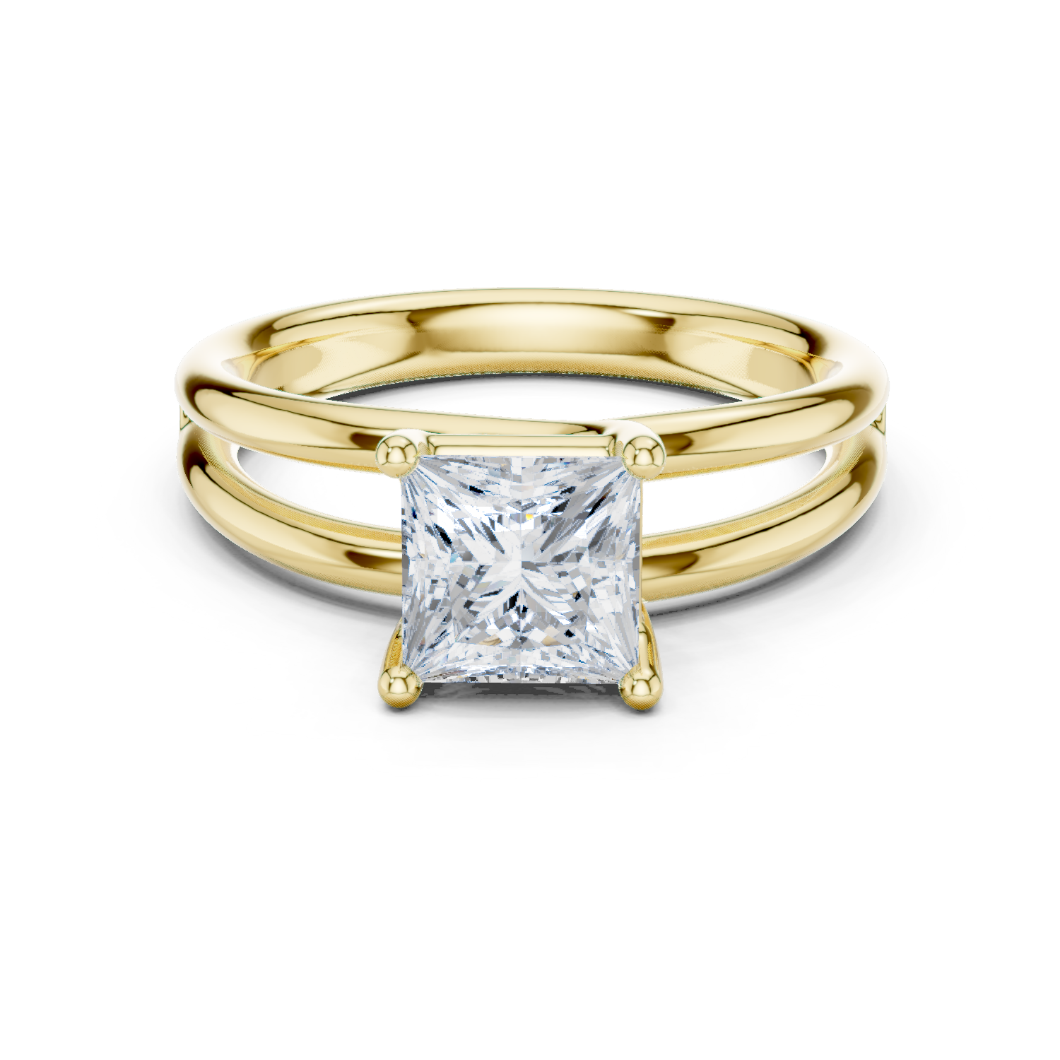 Gold Jewelry L36-9, Princess center stone, Yellow Gold