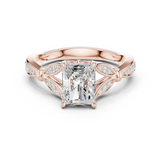 Gold Ring DDLR-257, Radiant center stone, Rose Gold