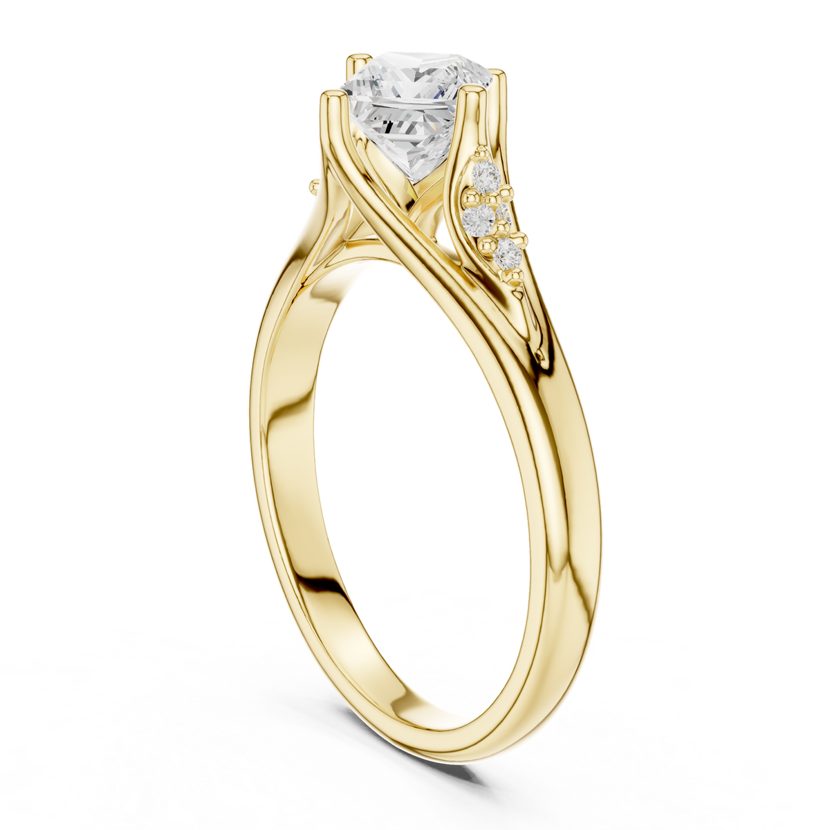 14K Solid Gold Lab Diamond Solitaire Ring, Yellow Gold, view 1