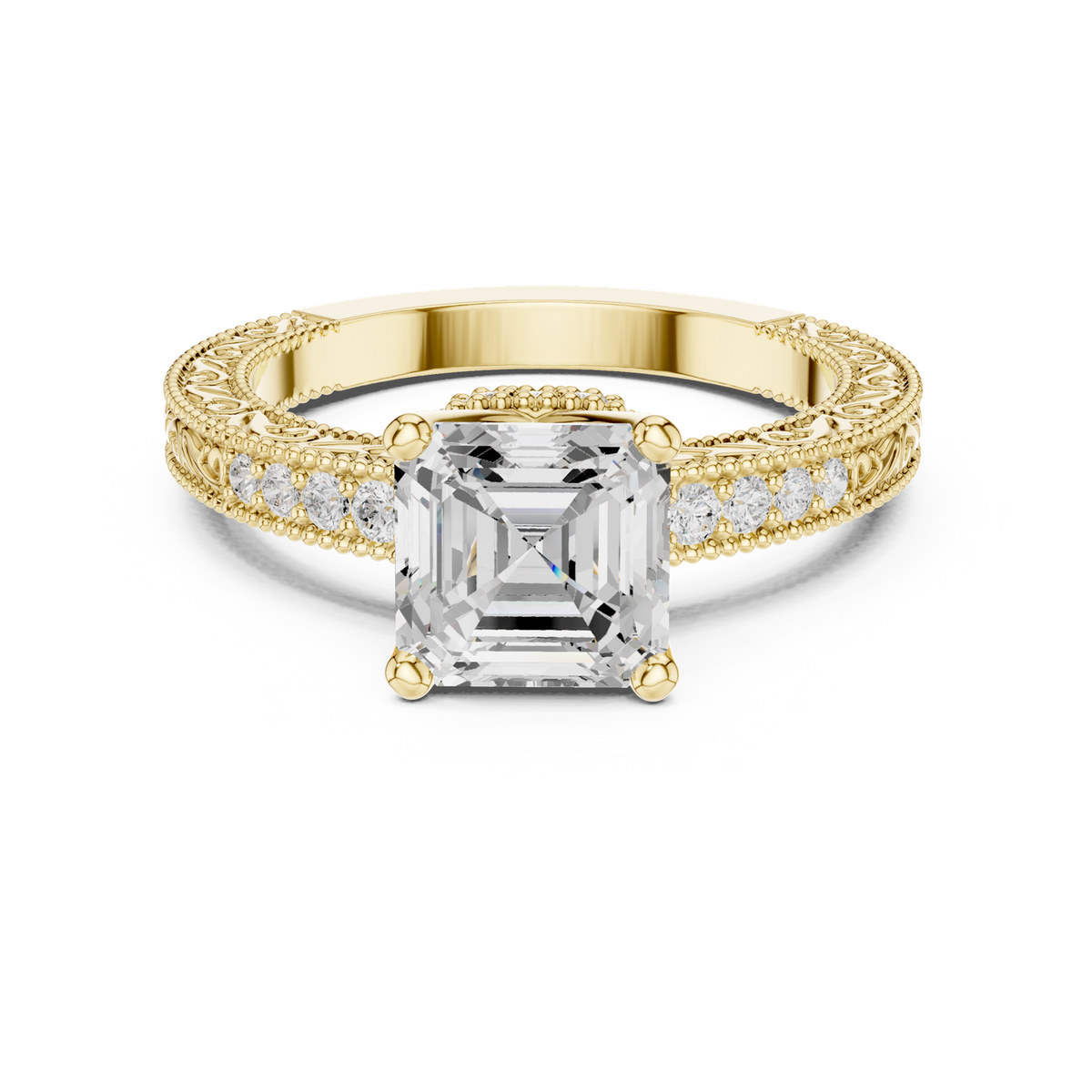 14K Solid Gold Lab Diamond Solitaire Ring, Yellow Gold
