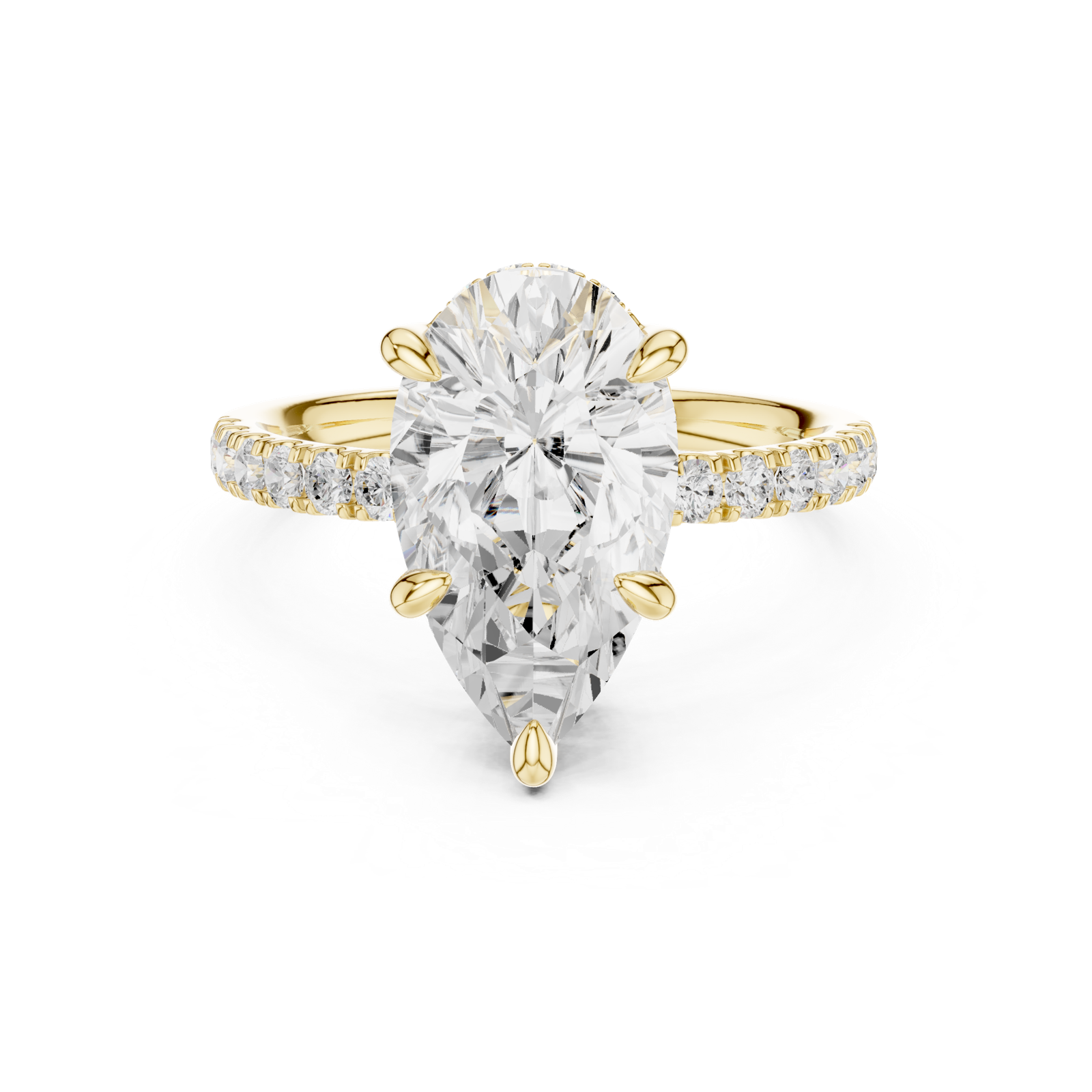 Gold Ring DDLR-259, Pear center stone, Yellow Gold, view 4