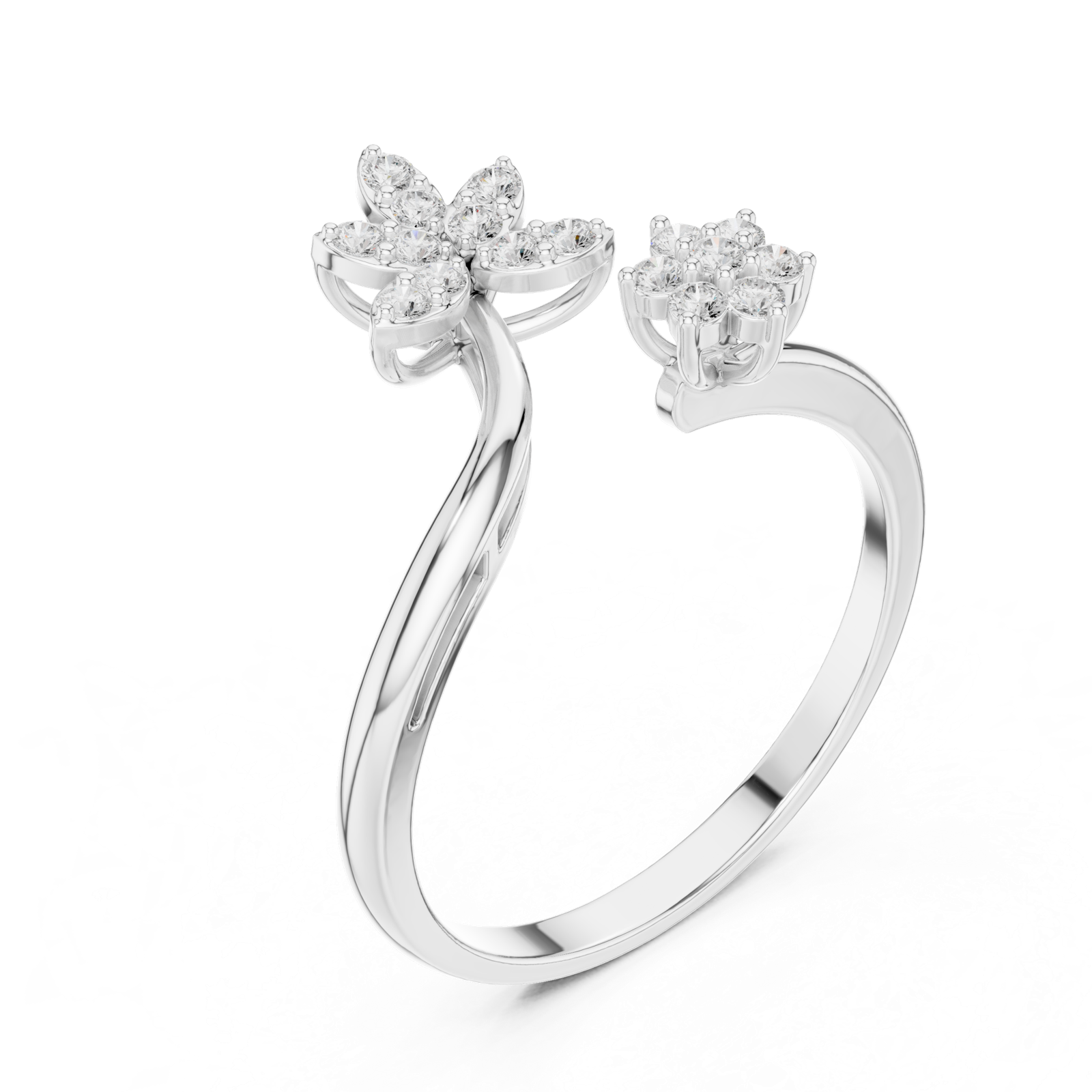 Gold Ring HLR-223, White Gold, view 2