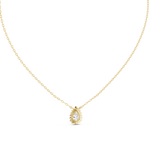14K Solid Gold Lab Diamond Halo Pendant Necklace, Yellow Gold, view 4