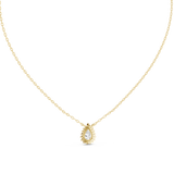 14K Solid Gold Lab Diamond Halo Pendant Necklace, Yellow Gold, view 4
