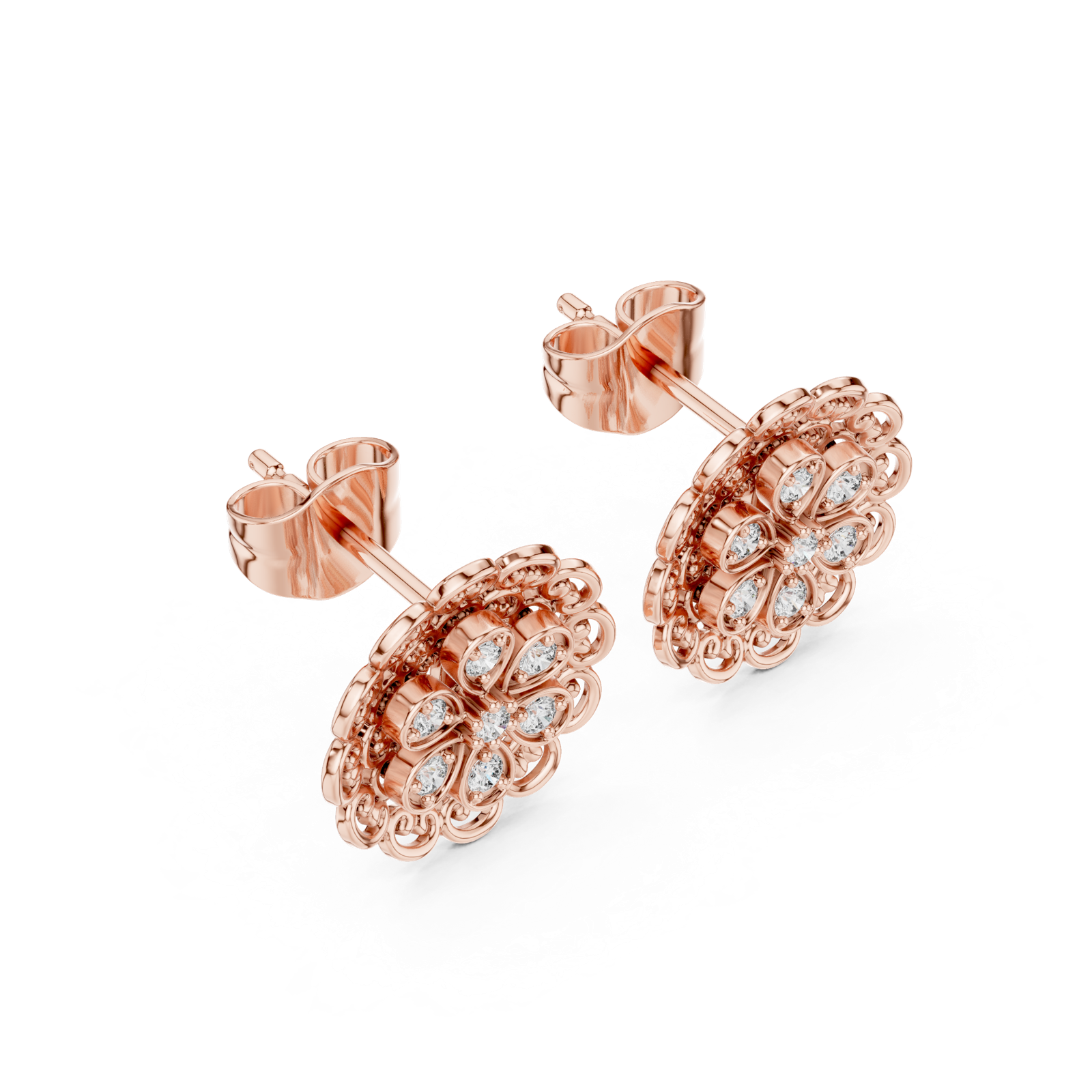 Gold Earrings 9-10072E, Rose Gold, view 2