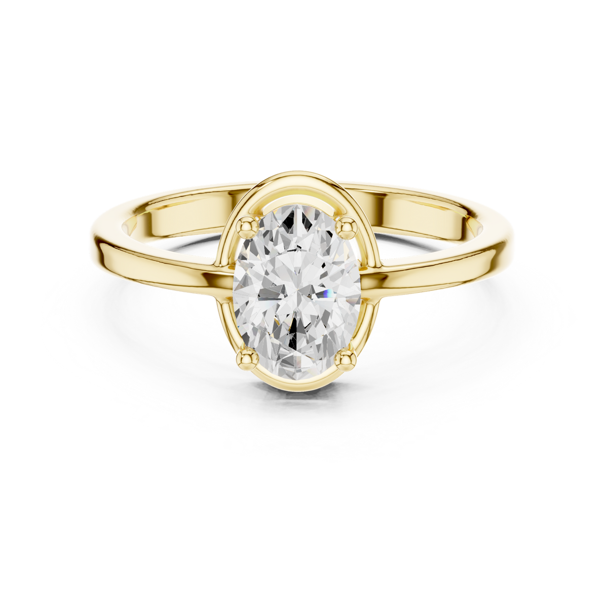 14K Solid Gold Lab Diamond Solitaire Ring, Yellow Gold