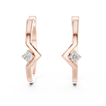 14K Solid Gold Lab Diamond Huggie Earrings, Rose Gold, view 1