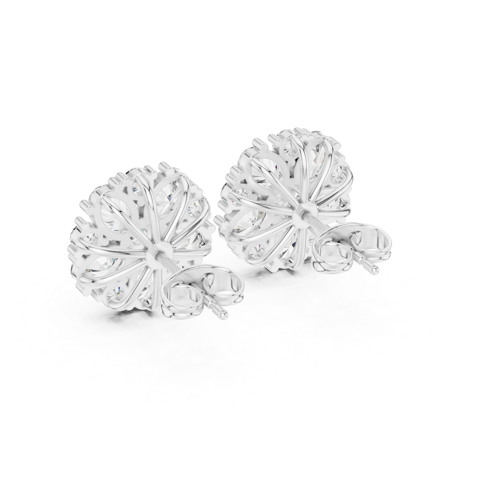 Gold Earrings AGDER-229, White Gold, view 3