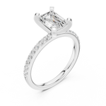 Gold Ring DDLR-040, Emerald center stone, White Gold, view 2