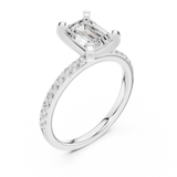 Gold Ring DDLR-040, Emerald center stone, White Gold, view 2